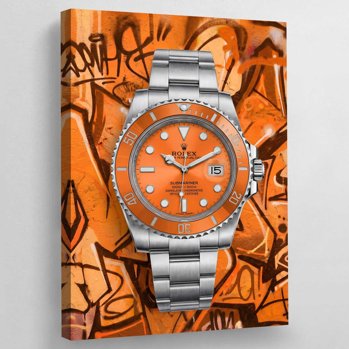 Tableau Rolex Graffiti Orange - The Art Avenue