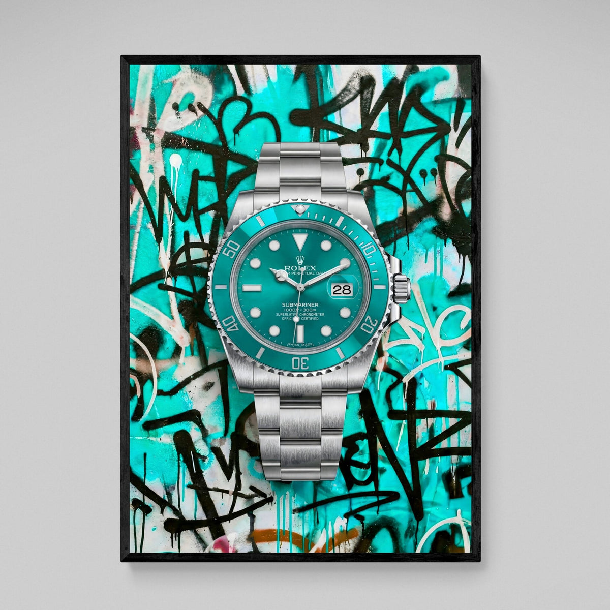 Tableau Rolex Graffiti Turquoise - The Art Avenue