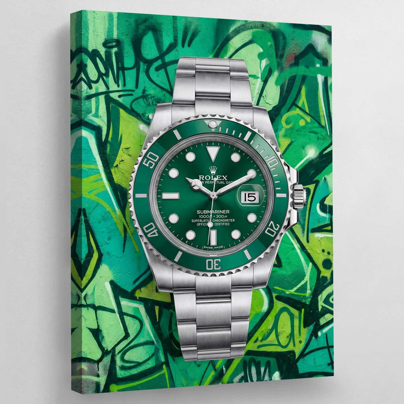 Tableau Rolex Graffiti Vert - The Art Avenue