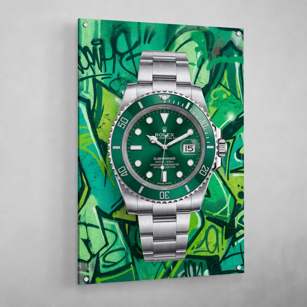 Tableau Rolex Graffiti Vert - The Art Avenue