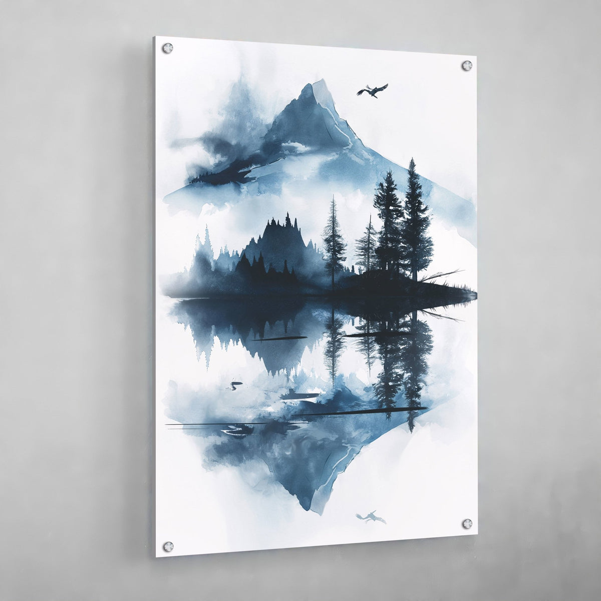 Tableau Scandinave Aquarelle Reflet Montagne - The Art Avenue
