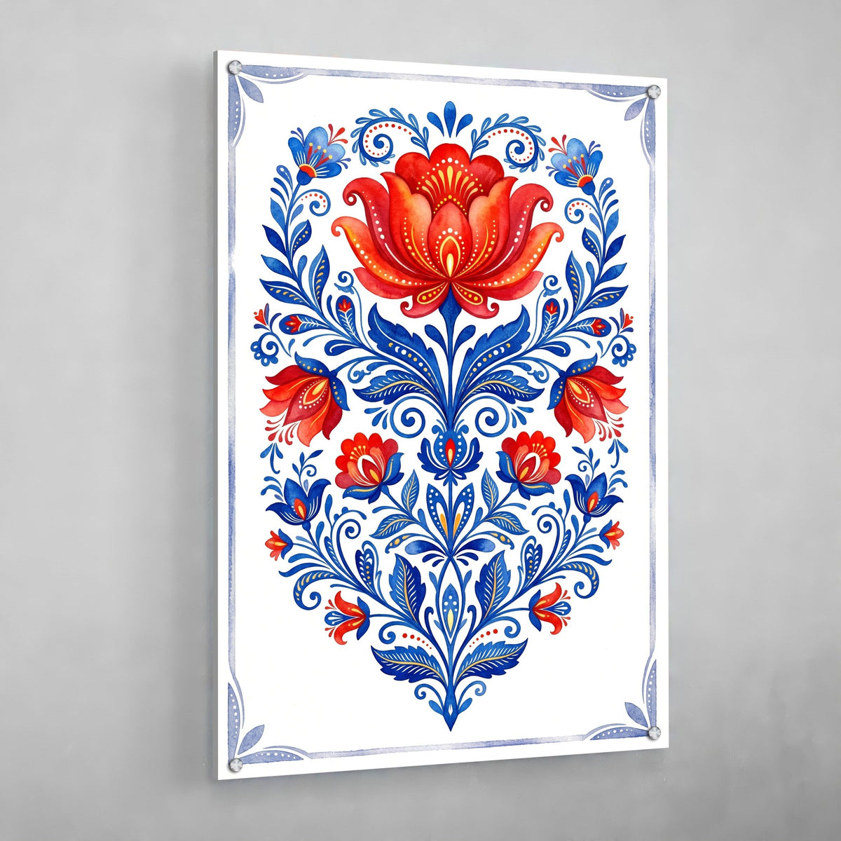 Tableau Scandinave Fleur Rouge Nordique - The Art Avenue