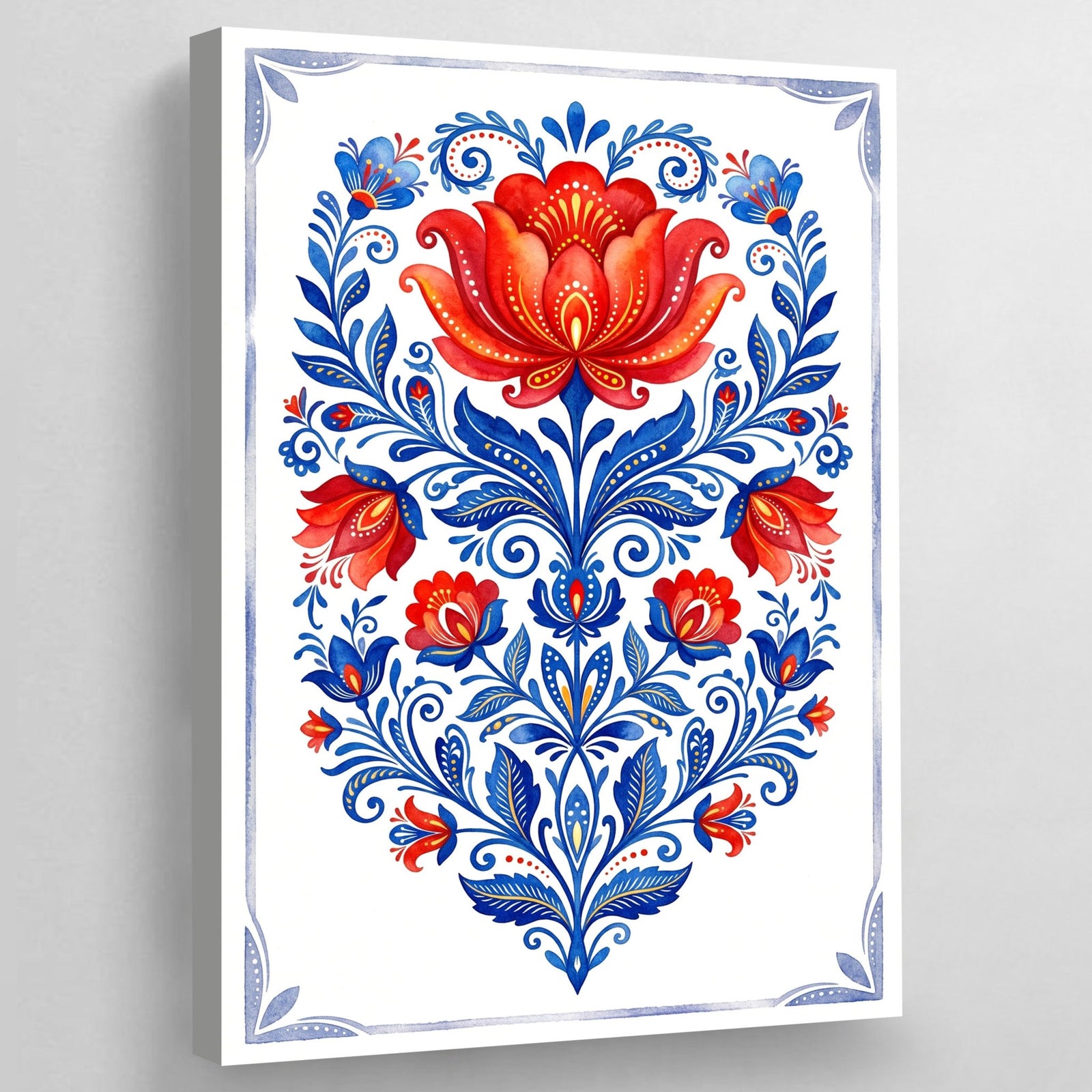 Tableau Scandinave Fleur Rouge Nordique - The Art Avenue