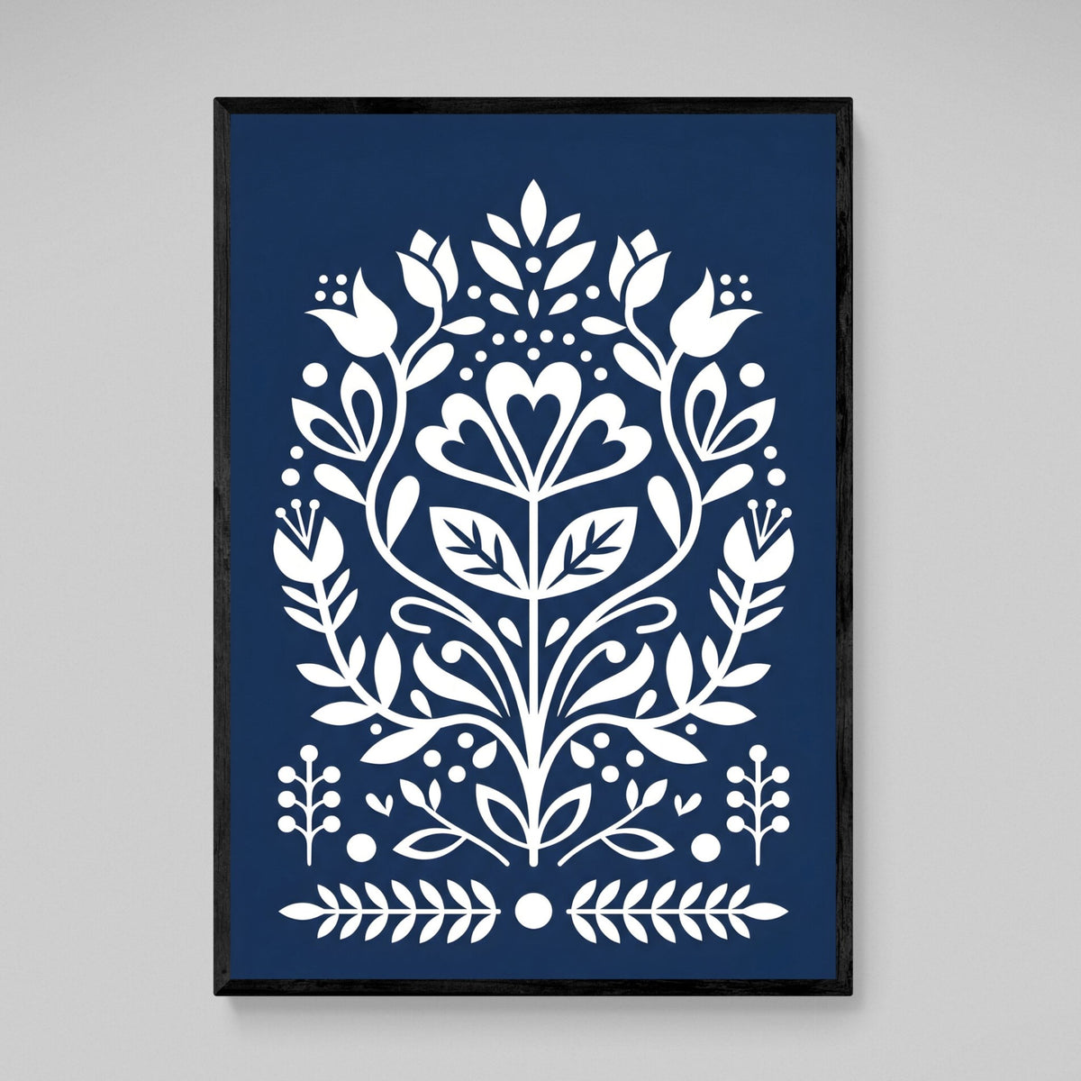 Tableau Scandinave Motif Floral Bleu - The Art Avenue