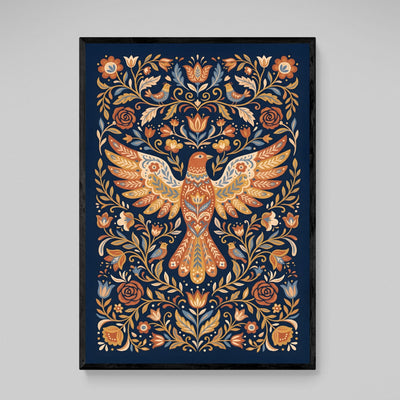 Tableau Scandinave Oiseau Floral Nordique - The Art Avenue