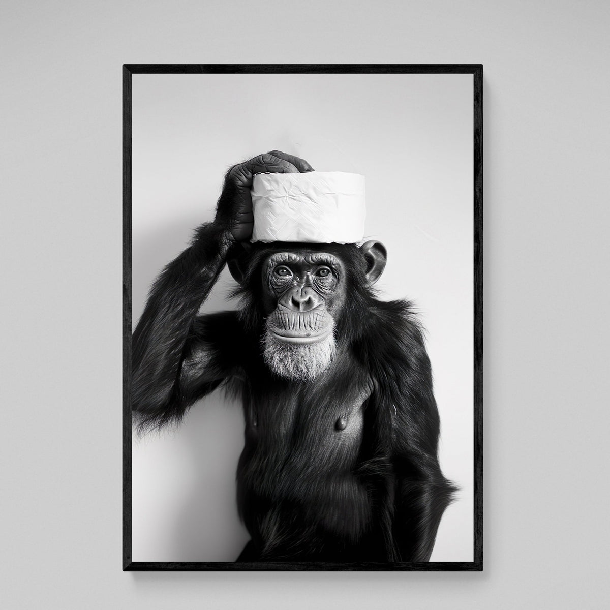 Tableau Singe Noir et Blanc Toilettes - The Art Avenue