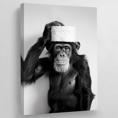 Tableau Singe Noir et Blanc Toilettes - The Art Avenue
