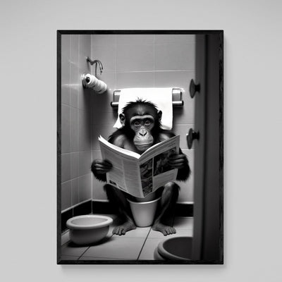 Tableau Singe Toilettes Noir et Blanc - The Art Avenue