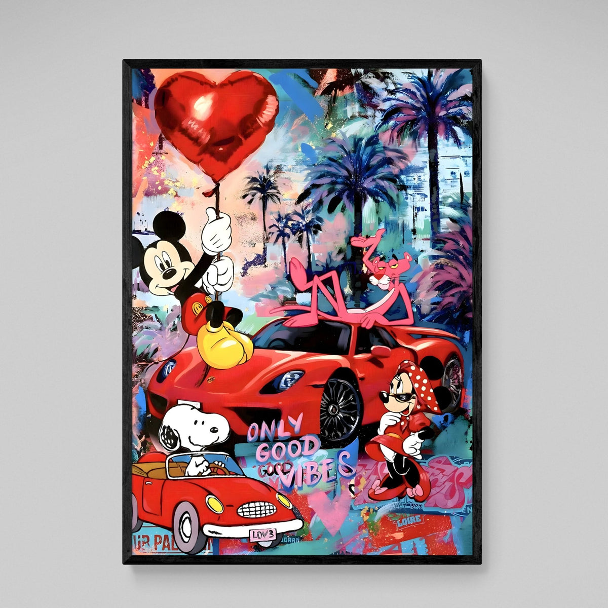 Tableau Street Art Mickey Panthère Rose - The Art Avenue