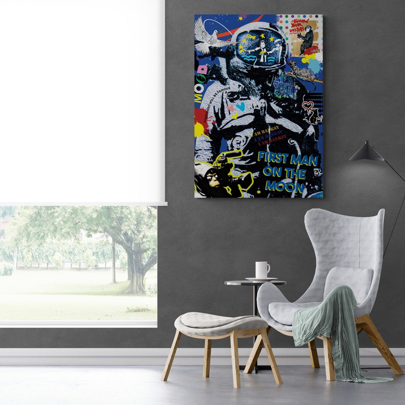 Toile Astronaute Banksy - Impression Murale Graffiti Street Art, Neuve