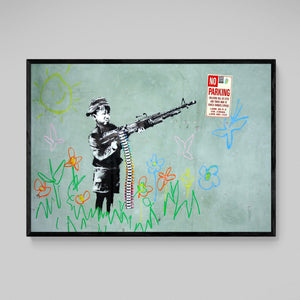 Tableau Banksy Petit Garçon Fusil - The Art Avenue