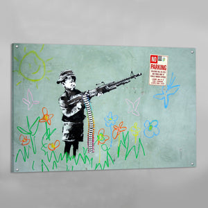 Tableau Banksy Petit Garçon Fusil - The Art Avenue