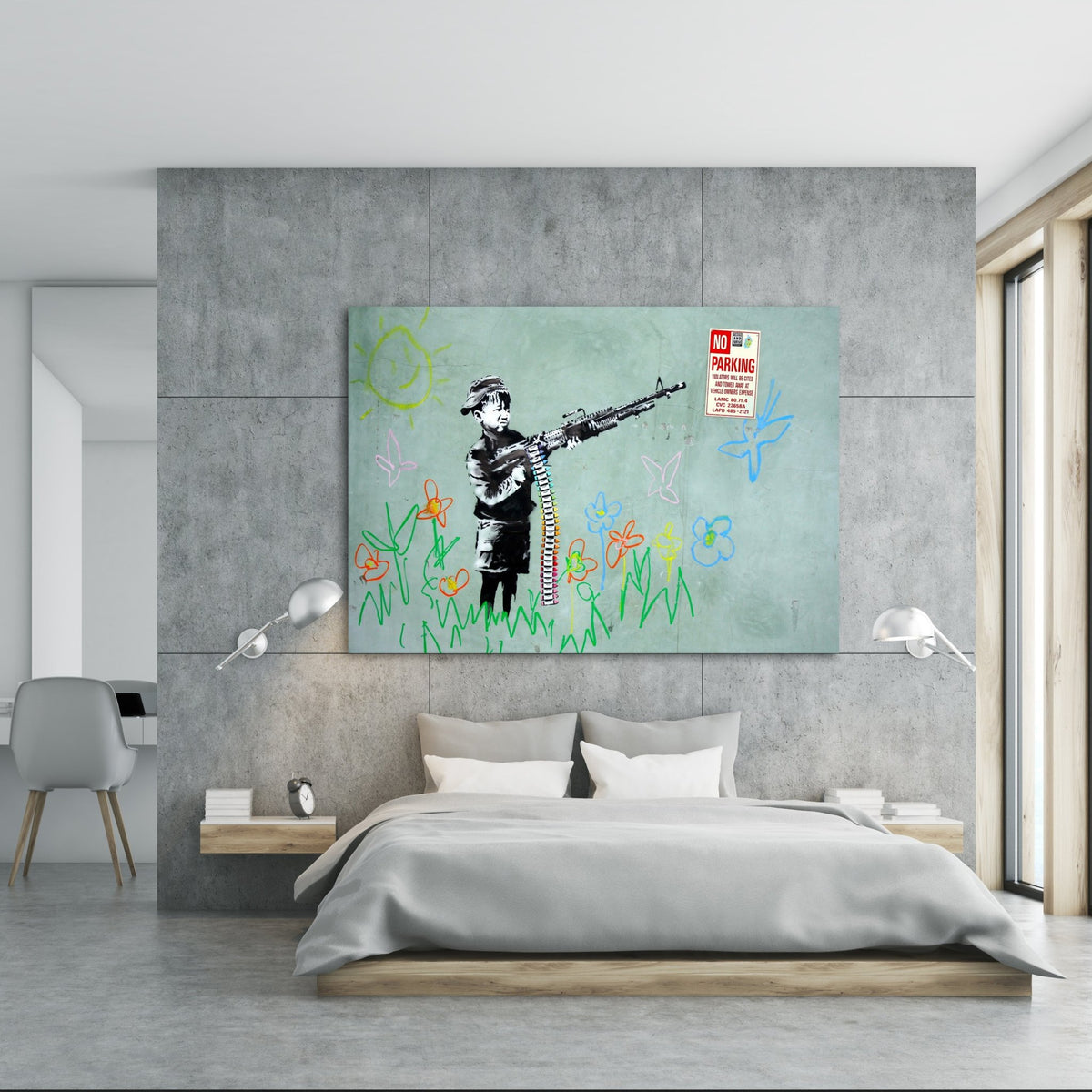 Tableau Banksy Petit Garçon Fusil - The Art Avenue