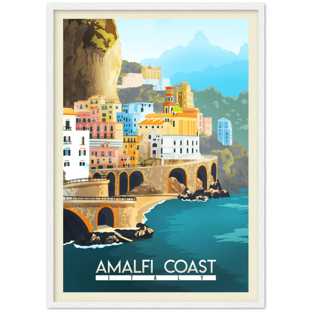 Tableau affiche touristique vintage Amalfi 50x70cm