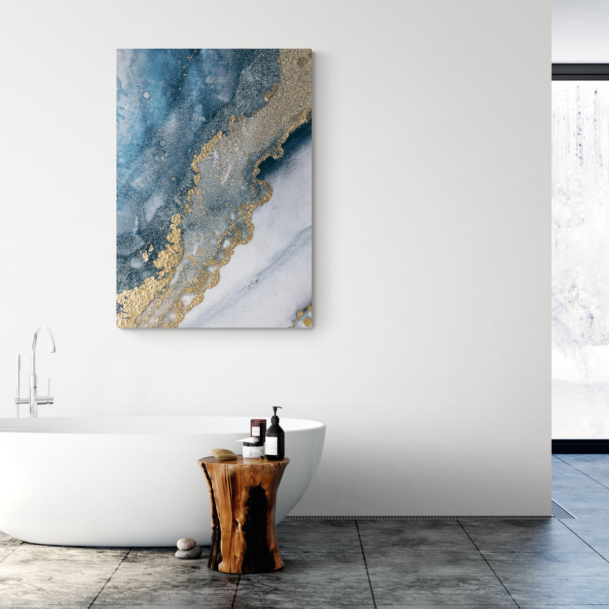 Tableau Doré Marbre Bleu - The Art Avenue