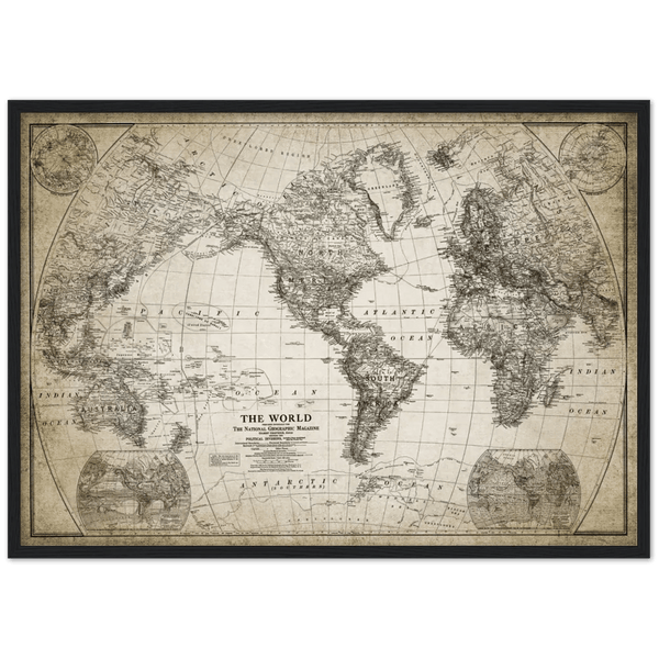 Tableau Mappemonde Couleur Vintage