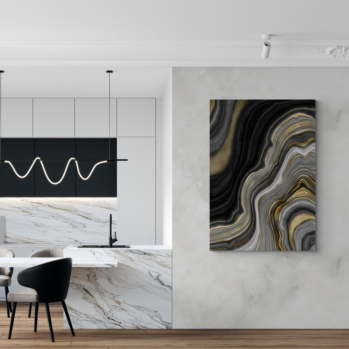 Tableau Marbre Doré Noir - The Art Avenue