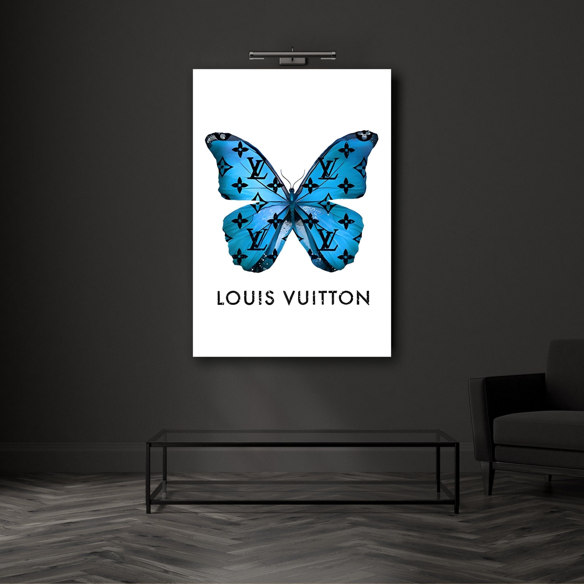 120 x 80 cm - Peinture sur verre - Papillon Louis Vuitton - tableau photo  d'art 