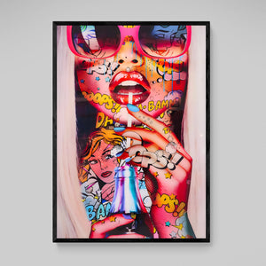 Tableau Pop Art Stickers Visage Femme - The Art Avenue