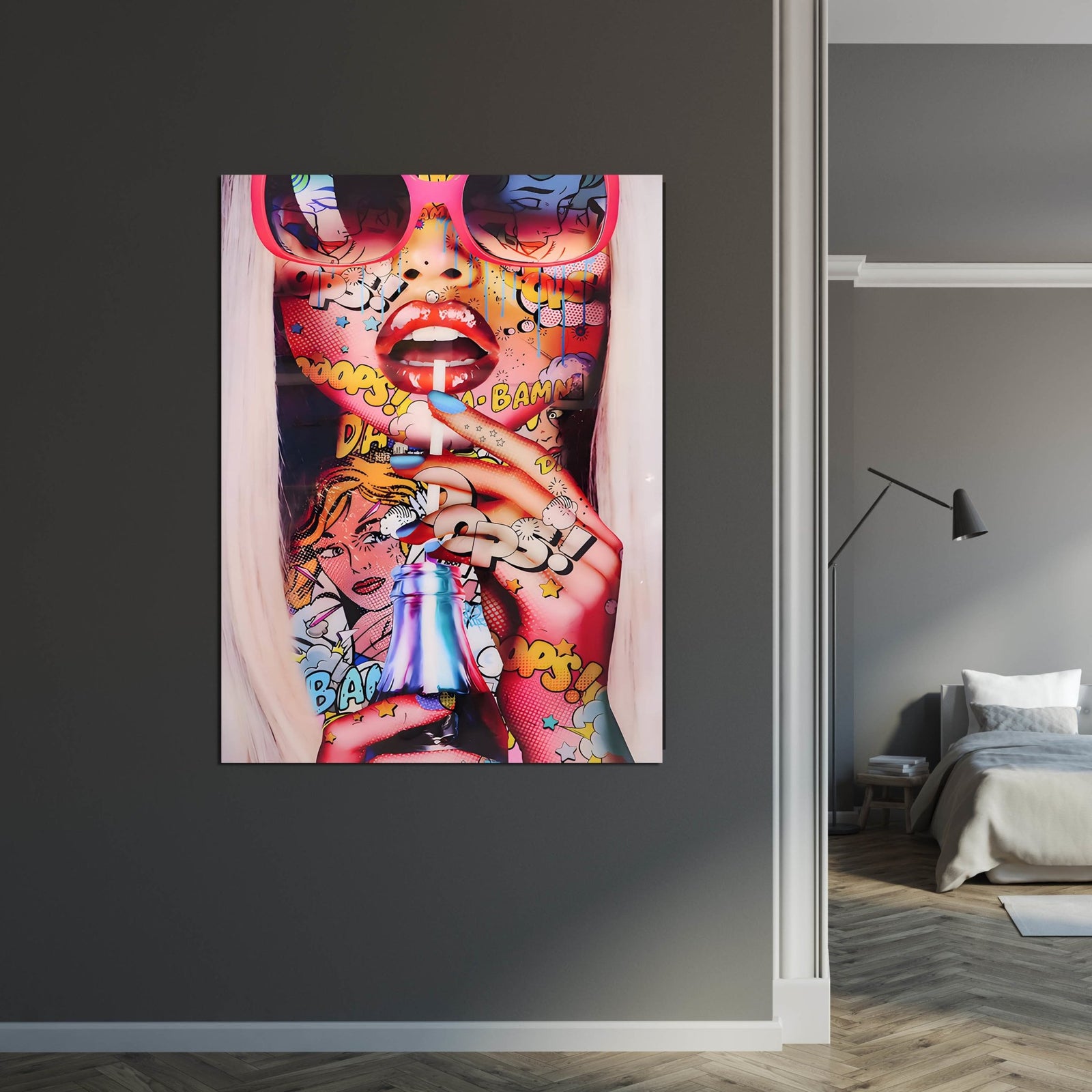 Tableau Pop Art Stickers Visage Femme - The Art Avenue