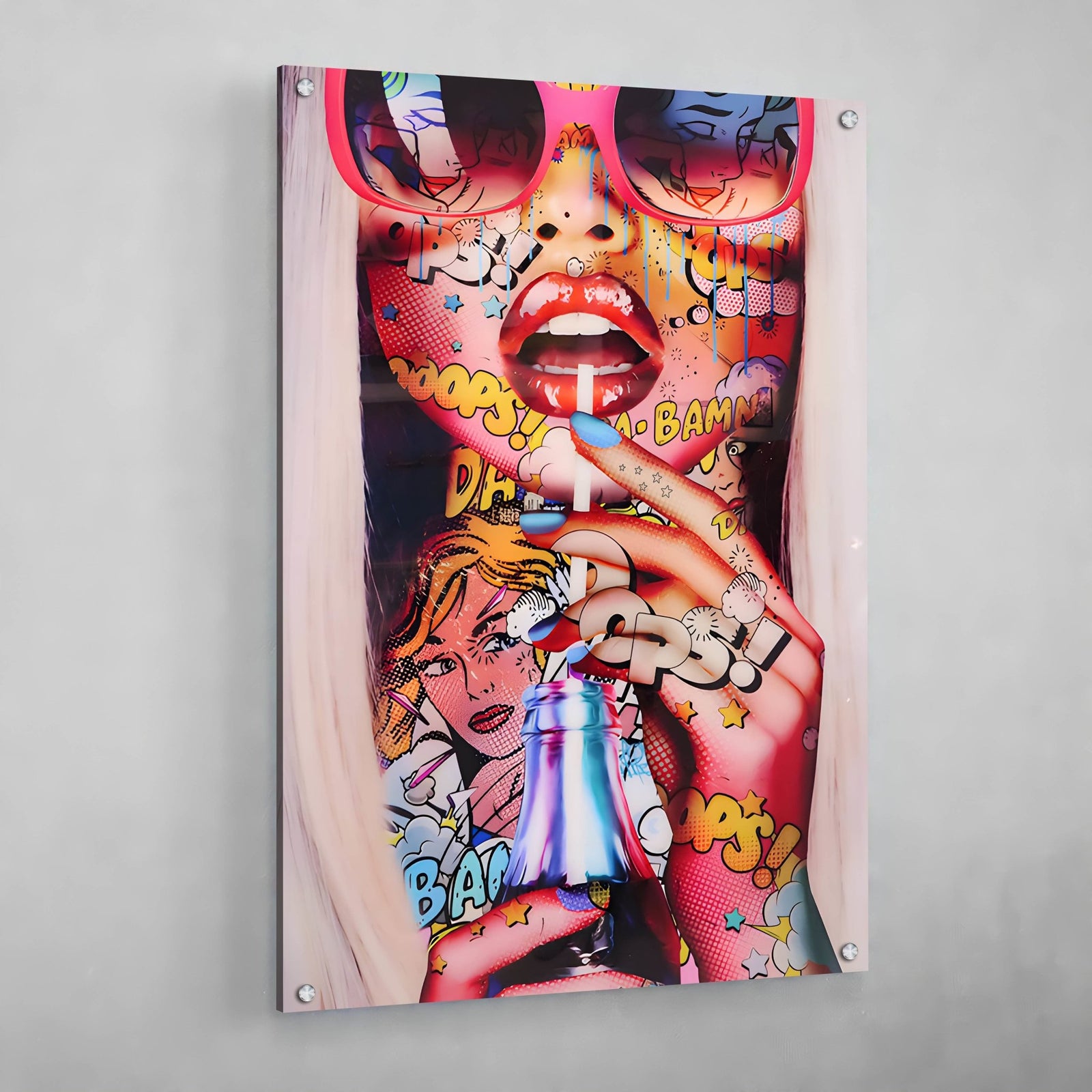 Tableau Pop Art Stickers Visage Femme - The Art Avenue