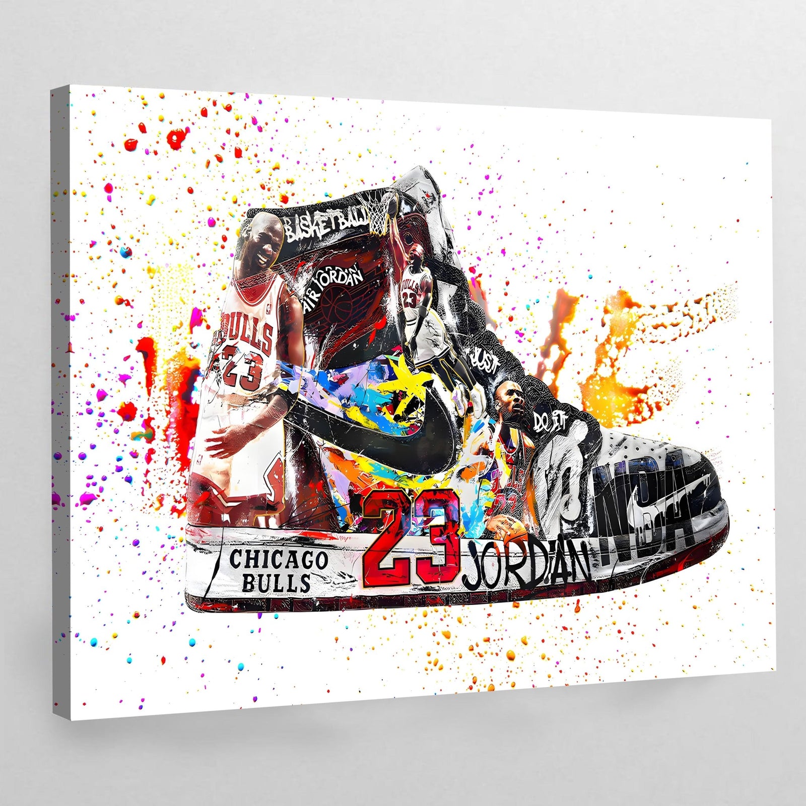 Art mural baskets, impression sur toile Air Jordan, aquarelle Art mural baskets, impression sur toile Air Jordan, aquarelle